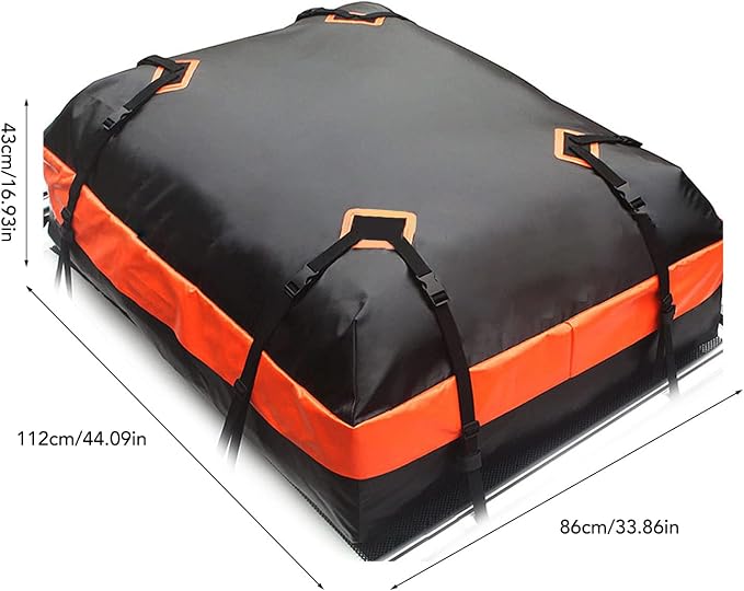 Durable Car Rooftop Cargo Carrier Bag, Universal Fit for All Vehicles with or Without Rack, Includes Non-Slip Mat, Luggage Lock, 4 Door Hooks, Storage Bag