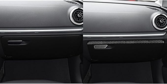 Real Premium Carbon Fiber Sticker Compatible with Audi A3 S3 RS3 8V 2013 2014 2015 2016 2017 2018 2019 Car Glove Box Storage Box Decor Kit Auto Interior Accessories Decal Style B 2PCS Black