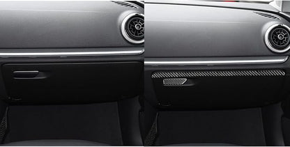 Real Premium Carbon Fiber Sticker Compatible with Audi A3 S3 RS3 8V 2013 2014 2015 2016 2017 2018 2019 Car Glove Box Storage Box Decor Kit Auto Interior Accessories Decal Style B 2PCS Black