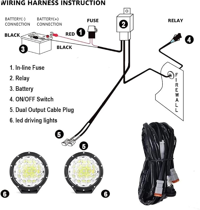 BIGLIONX Round LED Offroad Lights 7inch 2pcs 210W 32000LM LED Off Road Light Super Bright Amber Offroad Lights Driving Light Spot Light Bar with Wiring Harness IP68 for Trucks Pickup ATV UTV SUV