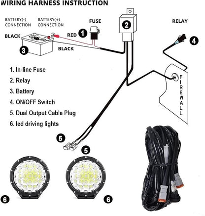 BIGLIONX Round LED Offroad Lights 7inch 2pcs 210W 32000LM LED Off Road Light Super Bright Amber Offroad Lights Driving Light Spot Light Bar with Wiring Harness IP68 for Trucks Pickup ATV UTV SUV