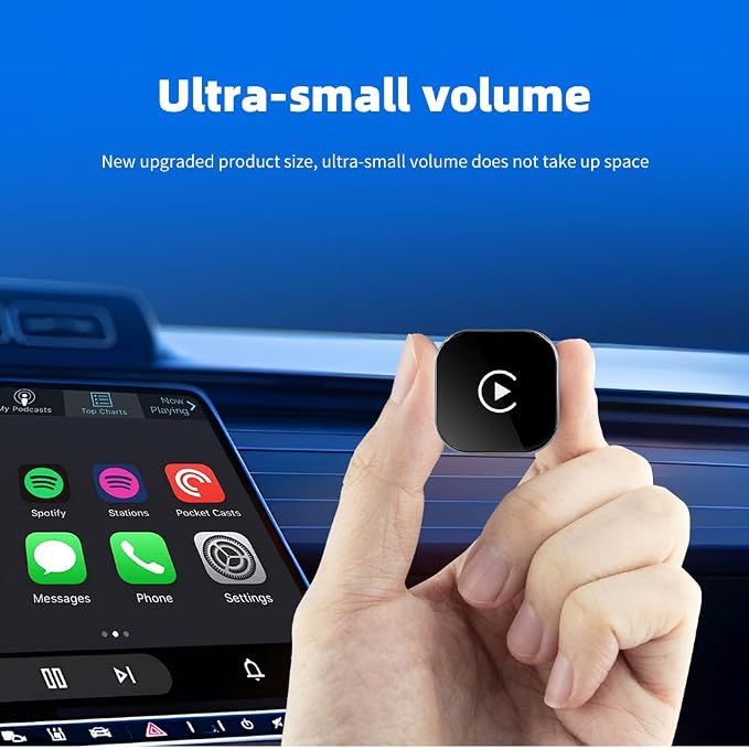 2026 Upgraded Wireless CarPlay & Android Auto Adapter – Convert Wired to Wireless, Plug & Play Compact USB Dongle, Fast Stable Auto Connect, Compatible with iPhone & Android (Silver Square USB)