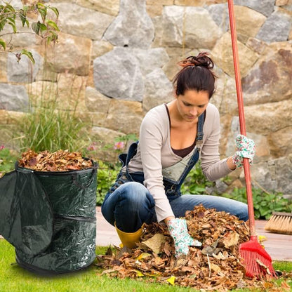 Collapsible Trash Can - Pop Up 44-Gallon Outdoor Portable Garbage Bag Holder with Zippered Lid - Recycle Bin for Camping or Parties by Wakeman (Green)