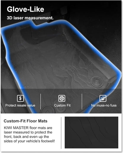 KIWI MASTER Floor Mats for 2020-2026 Jeep Gladiator JT, OEM Replacement 82215626AB, Custom Fit All Weather Car Mats, Heavy Duty TPE Floor Liners, Front & Rear 2 Row, Black