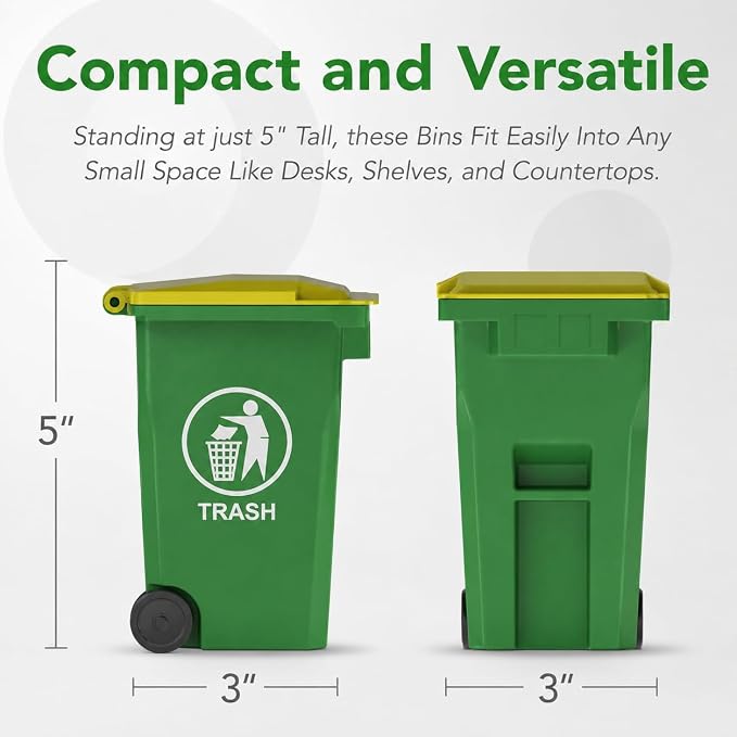 Wiosi Mini Garbage Trash Pen Holder for Desk, Pack of 2, Blue & Green, Tiny Recycle Bin Pencil Holder | Storage for Pencils & Pens | Office Stationery to Organize the Desk | Ideal for Student Work
