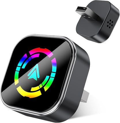 Plug-and-Play CarPlay Converter, converting Wired to Wireless Connection, 2-in-1 Wireless CarPlay and Android Auto Adapter, Quick Connection, Suitable for USB/USB-C Ports, Compact Size