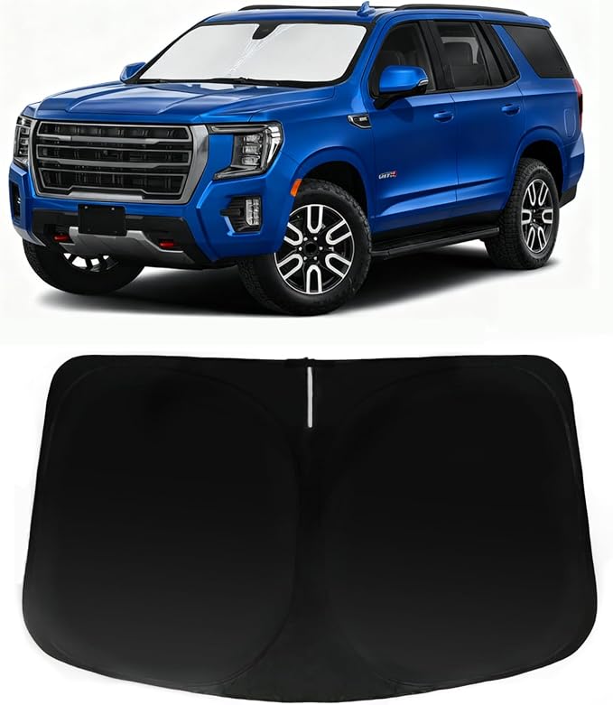 Windshield Sun Shade for 2022-2025 GMC Yukon 2018-2025 VW Atlas | Car Front Window Sunshade with 240T Sun Visor Protector Blocks UV Rays Heat Shield Accessories