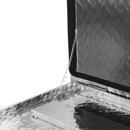 FORWODE 30x17x18 Inch Underbody Truck Tool Box Aluminum Trailer Tool Box with Lock & Foldable T-Handle Waterproof Truck Storage Box for Pickup Truck, Trailer, RV, ATV, Indoor（SILVER）