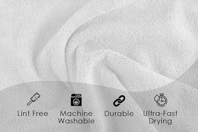 Avalon Towels Microfiber Cleaning Cloths (Value Pack of 48) - Size 16 x 16 Inches, Highly Absorbent Cleaning Rags, Lint Free, Reusable and Washable, Microfiber Towels for Cars