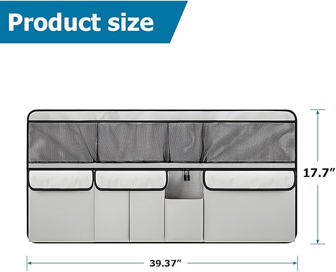 Mandark Car Trunk Organizer, Large Capacity Vehicle Backseat Hanging Storage Bag with 9 Pocekt, Space Saving Auto Seat Back Cargo Organizing Accessories, Universal for SUV, Truck, Van (Gray)