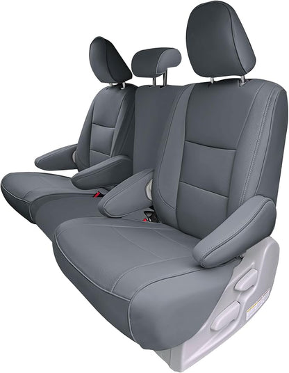 FH Group Custom Fit Car Seat Covers Specifically Made for 2011-2020 Toyota Sienna 8 Passenger, Car Seat Cover 2nd Row, Automotive Seat Covers in Solid Gray Faux Leather, Waterproof and Washable