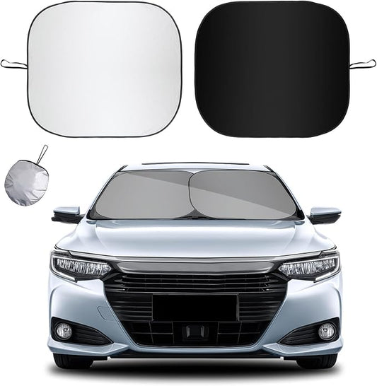 Kewucn 2 PCS Car Windshield Sun Shade, Foldable Sunshade for Car Front Window and Interior Sun Protection, Windshield Shade for Sun Heat and UV Rays, Car Accessories(31''×28", Sliver)