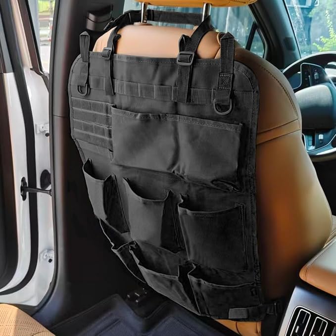 Car Backseat Organizer, Waterproof Oxford Automotive Seat Back Protector with 8 Pockets, Hanging Vehicle Behind Seat Storage Bag, Universal Travel Accessories for RV, SUV, Truck(Black)