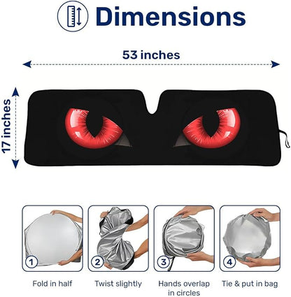 GENANY Evil Eyes Movie Windshield Sun Shade for Car SUV Truck (53x17 Inches), Automobile Sunshade, Protector Blocks UV, Car Decor