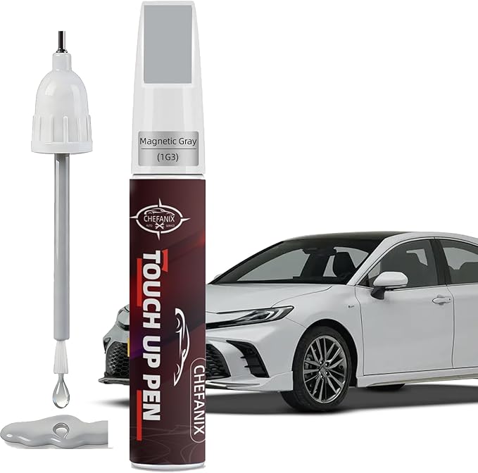 Magnetic Gray Metallic (1G3) Touch Up Paint Pen Compatible with Toyota - Exact Color Match, 2-in-1 Brush & Pen,Car Paint Scratch Repair Kit for RAV4/Camry/Corolla/Tacoma/Highlander/Sienna