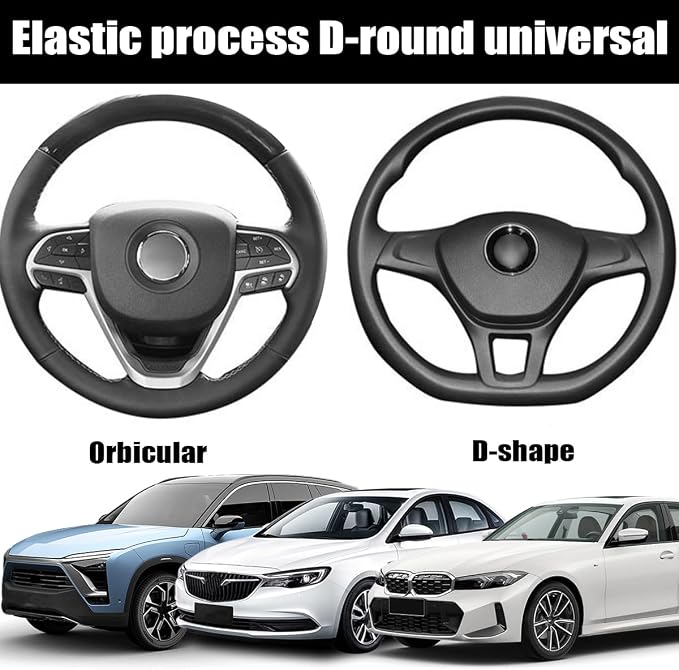 BESULEN Car Steering Wheel Cover, Soft Leather Steering Wheel Protector, Universal Non-Slip Steering Wheel Covers, Comfortable Grip Sweat-Absorbent, Automotive Interior Accessories