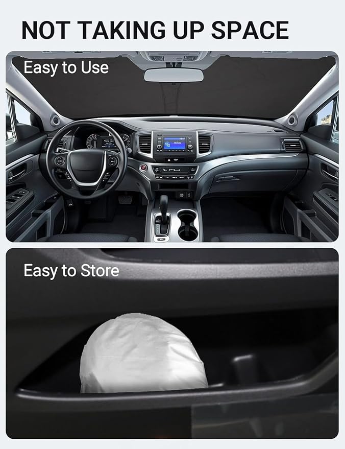 Proadsy 2026 Upgrade Windshield Sun Shade Custom Fit Honda Ridgeline 2017-2025 2026 4-Layer Foldable Front Sunshade Protector Sun Visor Blocks UV Rays Keep Car Cooler