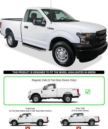 APS 6in 304 Stainless Steel (Polished Flat Style) Running Boards Side Bars Side Steps Compatible with Ford F150 2015-2026 Regular Cab & F-250 F-350 Super Duty 2017-2026