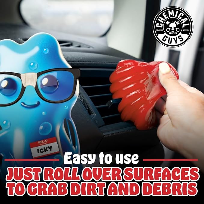 Chemical Guys Sticky Icky Car Cleaning Gel, Sweet Strawberry, Interior Car Cleaner, Reusable Automotive Crevice & Interior Dust Cleaner for Air Ventss, Cup Holders & Keyboards, 0.88 Ounce (Pack of 4)
