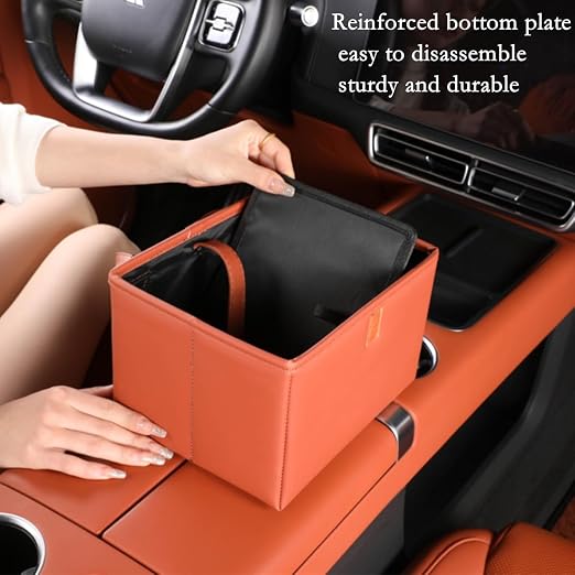 Car Trash Can, Foldable Multifunctional Hanging Storage Box Trash Can with a Roll of Garbage Bag, Multi Pocket Design Suitable for Car, Home, and Office Car Trash Cans (black1)