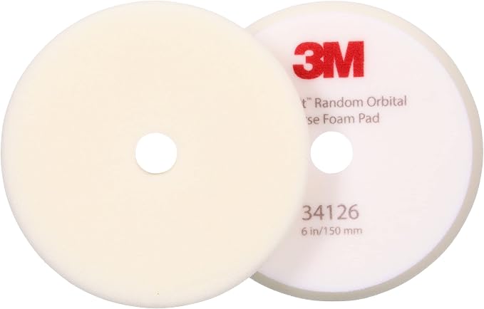 3M Perfect-It Random Orbital Foam Compounding Pad, 6"/150 mm, White, 34126, for Automotive Compounding and Polishing