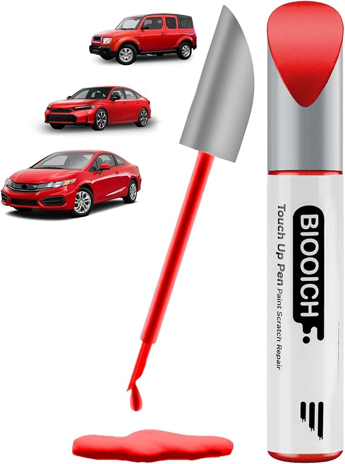 Touch Up Paint Pen Exact Color Match Car Chip and Scratch Repair (for Honda, Rallye Red(R-513))