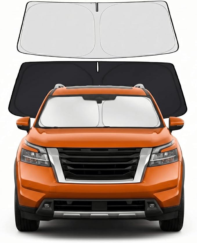 Windshield Sun Shade for 2022-2025 2026 Nissan Pathfinder Accessories - Windshield Sunshade Cover Front Window Shade Custom Fit Pathfinder Sun Visor Protector Foldable Blocks UV Rays