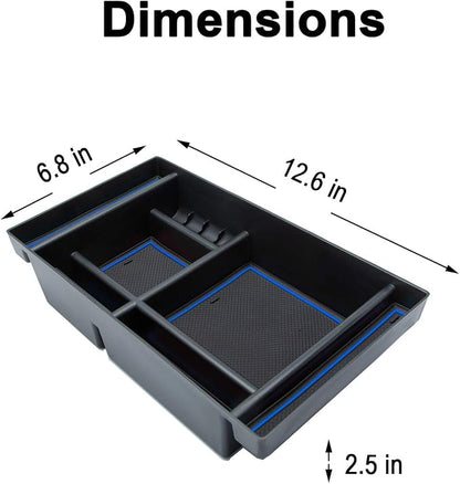 JKCOVER Center Console Organizer Tray Compatible with (2019-2025) Chevy Silverado 1500/GMC Sierra 1500 and 2020-2025 Silverado/Sierra 2500/3500 HD - Full Console w/Bucket Seats ONLY (Blue trim)