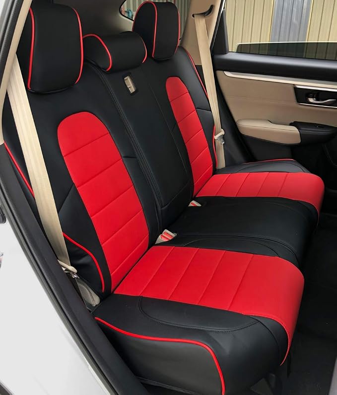 EKR CRV Seat Covers Custom Fit for Honda CRV 2023 2024 2025 2026 Leather Car Seat Cover Full Set for Trucks SUV,Waterproof Car Seat Cushion,Faux Leather (Red/Black)