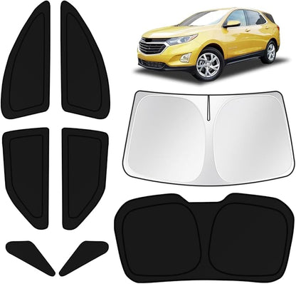 KUST Car Window Shades for Chevrolet/Chevy Equinox 2010-2017 Windshield Sun Shade Side Window Cover UV Block Privacy Protection Accessories for Camping Blackout Rear Back Full Set 8PCS