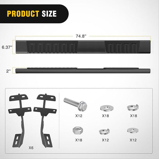 Nilight Running Boards for 2015-2026 Ford F150 Quad Cab 2 Full-Size Door & 2 Half-Size Door 6 Inch Side Step Nerf Bars Stainless Steel Black