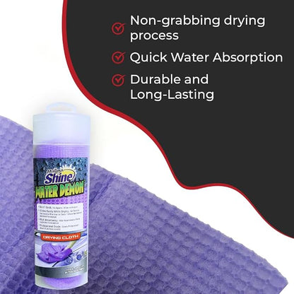 HI-TECH Magna Shine Water Demon Drying Towel – Ultra Absorbent Microfiber Car Detailing Towel – 27x17 – Fast-Drying, Waffle Texture – Cars, Trucks, Boats, Bikes