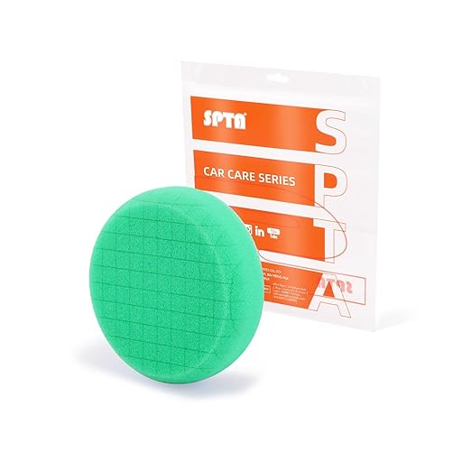 Green T120 Heavy-Cut Polishing Foam Pad, SPTA 1Pc 3.5 Inch Face for 3 Inch 80mm Backing Plate Compound Buffing Sponge Pads for Car Buffer Polisher Compounding, Polishing and Waxing -FPTSS3G