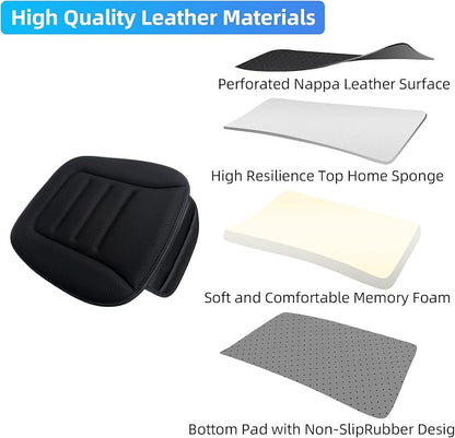 KAYI Car Seat Cushion, Comfort Memory Foam Car Cushions for Driving, Breathable Leather Surface with Anti Slip Rubber Bottom, Seat Cushion for Car and Office Chair (1, Knit Style Black)