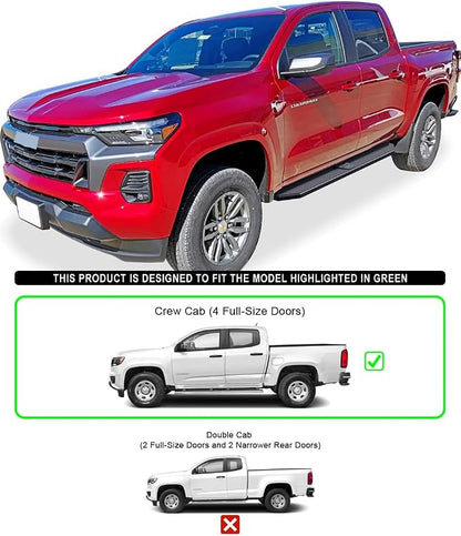 APS Black Stainless Steel Running Boards Style Compatible with Chevy Colorado GMC Canyon 2015-2026 Crew Cab (Side Steps Side Bars) 6in Wide