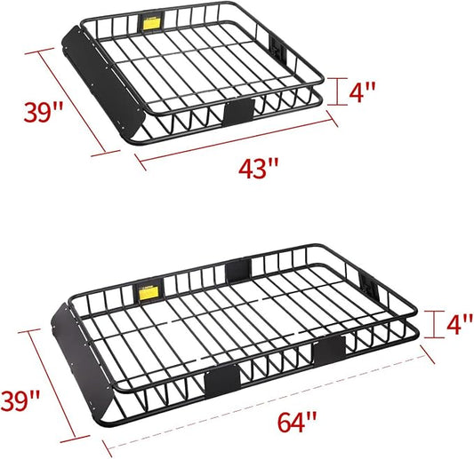 Leader Accessories Roof Rack Cargo Basket with 150LB Capacity Car Top Luggage Carrier 64"x 39"x 4" Fit for SUV Truck Cars