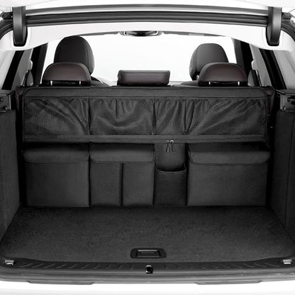 Viaviat Hanging Car Trunk Organizer, Collapsible Backseat Storage Bag with 9 Large Pockets for Medium or Large Size SUV, Truck, MPV, Car Interior Accessories (Black)