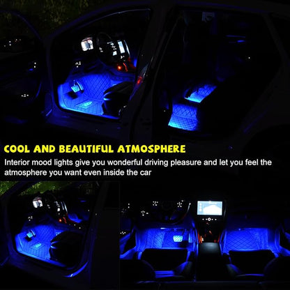 Car LED Strip Light, 48 LEDs RGB Neon Interior Atmosphere Lights, 12V Under Dash Ambient Night Light, Cigarette Lighter Auto Interior Decorative Lamp, Car Accessories (Blue)