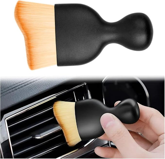 BELOMI Car Detailing Brush, Auto Interior Dusting Brush, Car Soft Bristle Cleaning Tool, Universal Car Interior Crevice Brush for Dashboard, Air Conditioner Vents, Leather, Computer (Brown)