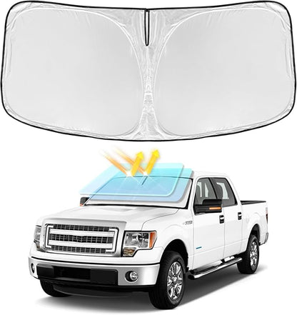 for Ford f150 2012-2014 Windshield Sun Shade - 4 Layers Car Sunshades for Front Windows Shade Cover Custom Fit f150 Sun Visor 250T Retractable Shade Blocks UV Rays Car Accessories