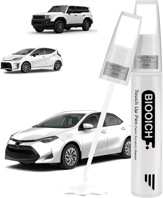 Touch Up Paint Pen Exact Color Match Car Chip and Scratch Repair (for Toyota, Super White/Ice Cap(040))