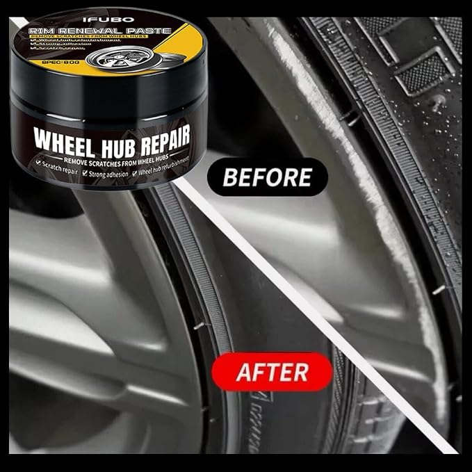 Car Wheel Scratch Repair Polish – 80g Hub Polishing Paste with Sponge, Removes Scratches & Restores High-Gloss Finish