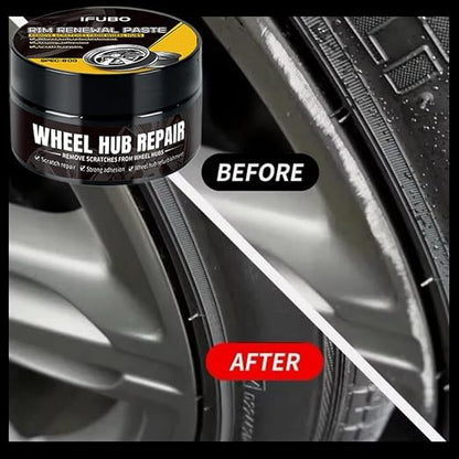 Car Wheel Scratch Repair Polish, 80g Alloy Wheel Vehicle Polishes Kit with Sponge, Removes Scratches & Restores High-Gloss Finish, Universal Hubcap & Rim Polish for Cars,Trucks,SUVs,RVs,Motorcycles