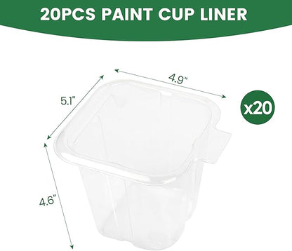 Voomey 20pack Paint Pail Liners, Plastic Disposable Bucket Liner Set for Paint Cups,Holds Up to A 16 oz. of Paint or Stain (Only Applicable to VOOMEY 16 oz. Paint Cup)