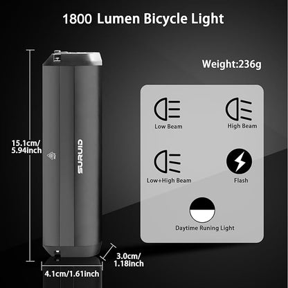 Suruid Super Bright LED Bike Light, USB Rechargeable Bicycle Headlight, Waterproof Bike Headlight, Waterproof Bike Headlight,Daytime Running Light,MTB Off-Road Cycling Commuting