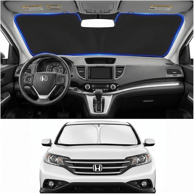 Custom Fit Windshield Sun Shade for Honda CRV CR-V 2012-2016 | Perfect Vehicle Fit, Cooler Interior, Blocks UV Rays, Stronger Frame, Easy Fold & Store
