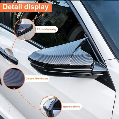 ABS Door Side Mirror Trim Cover Compatible with Honda Civic 2016-2021 10th Generation Sedan Coupe Hatchback Mirror Bullhorn Style Side Mirror Protectors (Carbon Fiberk 2 PCS)