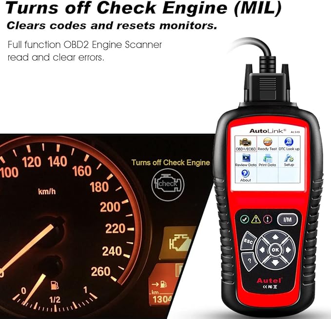 Autel AutoLink AL519 OBD2 Scanner, Professional Mechanic OBDII & CAN Car Diagnostic Scan Tool, Code Reader for Check Engine Light, One-Click Smog Check, DTCs Lookup, Upgraded Ver. of AL319/ MS309