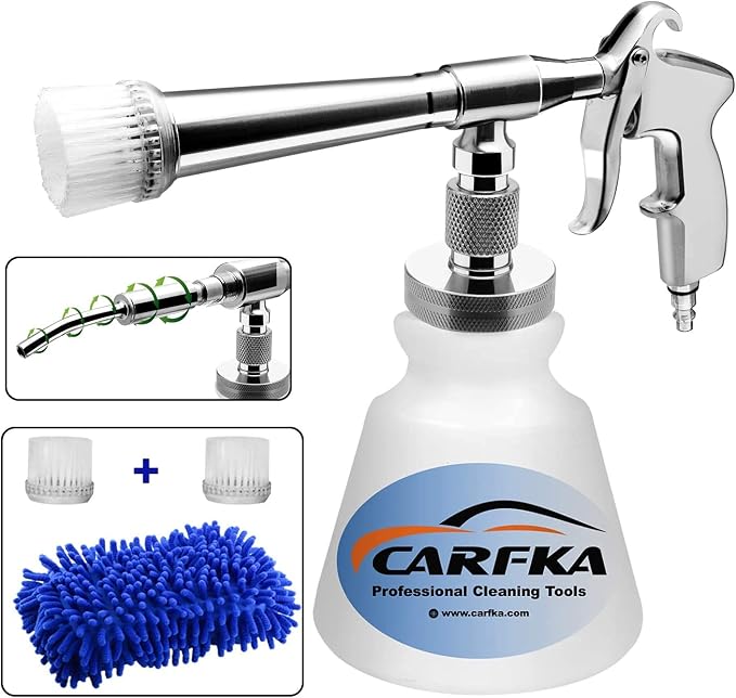 Car Cleaning Gun, CARFKA High Pressure Car Detailing Wash Gun 1L Foam Bottle Wash Spray Bottle Nozzle with Metal Spinner