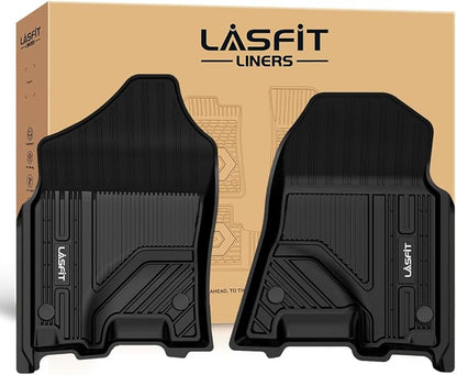 LASFIT Floor Mats 1st Row Only for Ram 1500 2019-2024 Crew Cab and Quad Cab Front Bucket Seat, Not for RAM 1500 Classic, All Weather TPE Custom Fit Car Mats Truck Front Liners, Black
